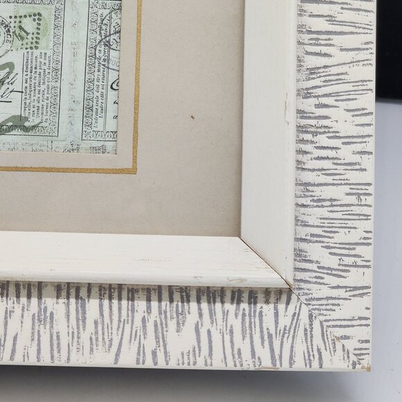 Vintage 1950s Wooden Textured Picture Fraame White Gray 8.5x6.5 - Picture 5 of 11